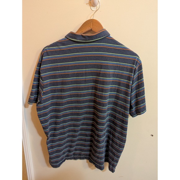 Patagonia Men's XL‎ Organic Cotton Striped Pocket Polo Shirt  Blue - Picture 7 of 12
